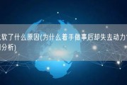 做着做着就软了什么原因(为什么着手做事后却失去动力？——动力消退的原因分析)