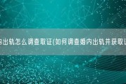 婚内出轨怎么调查取证(如何调查婚内出轨并获取证据)